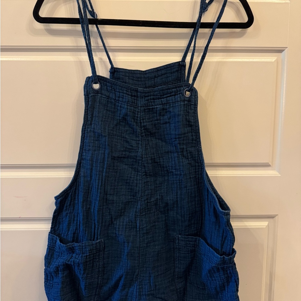 Aerie Navy Textured Fabric Shorts Romper